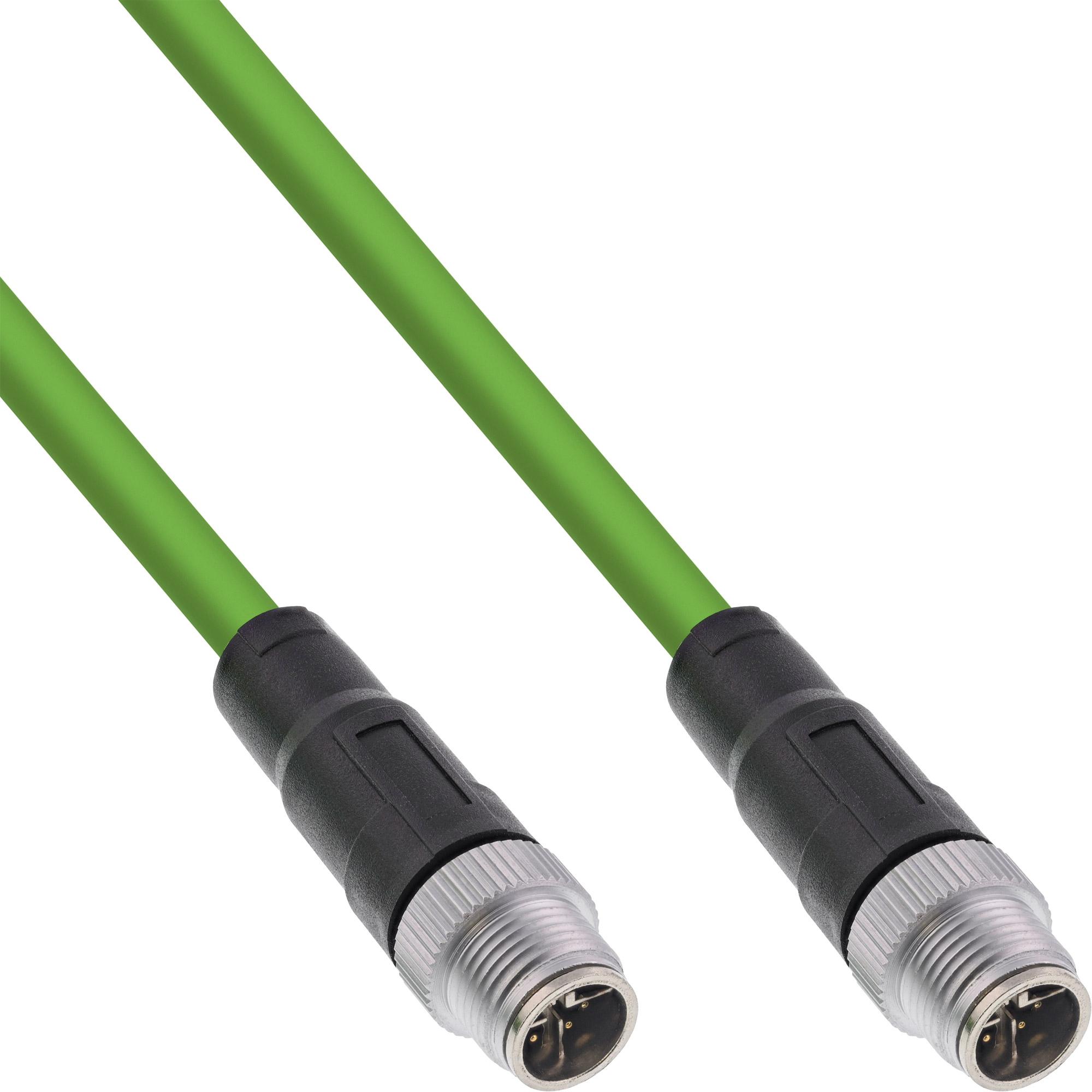 InLine Industrie Netzwerkkabel, M12 8-pin X-kodiert Stecker/Stecker, Cat.6A PUR, 15m (15 m), Netzwerkkabel