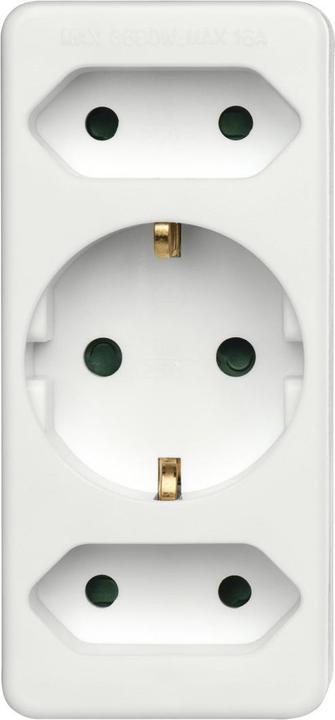 Image du produit Hama Adaptateur de prise 3x, 1x contact de protection, 2x Euro, blanc (3 x)