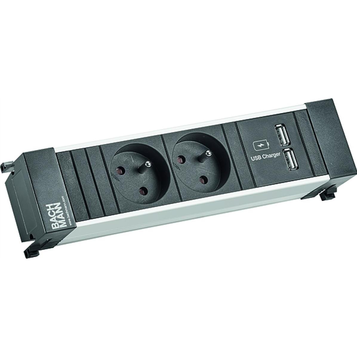 Bachmann, Steckdosenleiste, POWER FRAME 2xUTE 1xCharg. USB (2 x, CEE 7/5, CEE 7/3, 2 m)