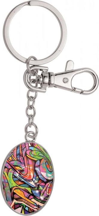 Actual product image Glorex Keychain double sided oval silver37x27mm