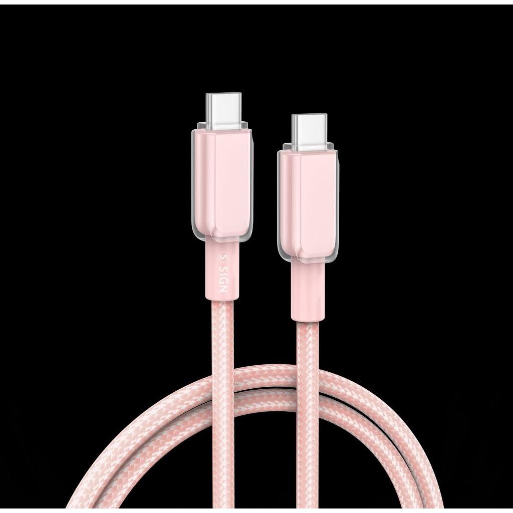 SIGN USB-C to USB-C Cable 60W, 1m - Pink (1 m, 60 W), Cavo USB