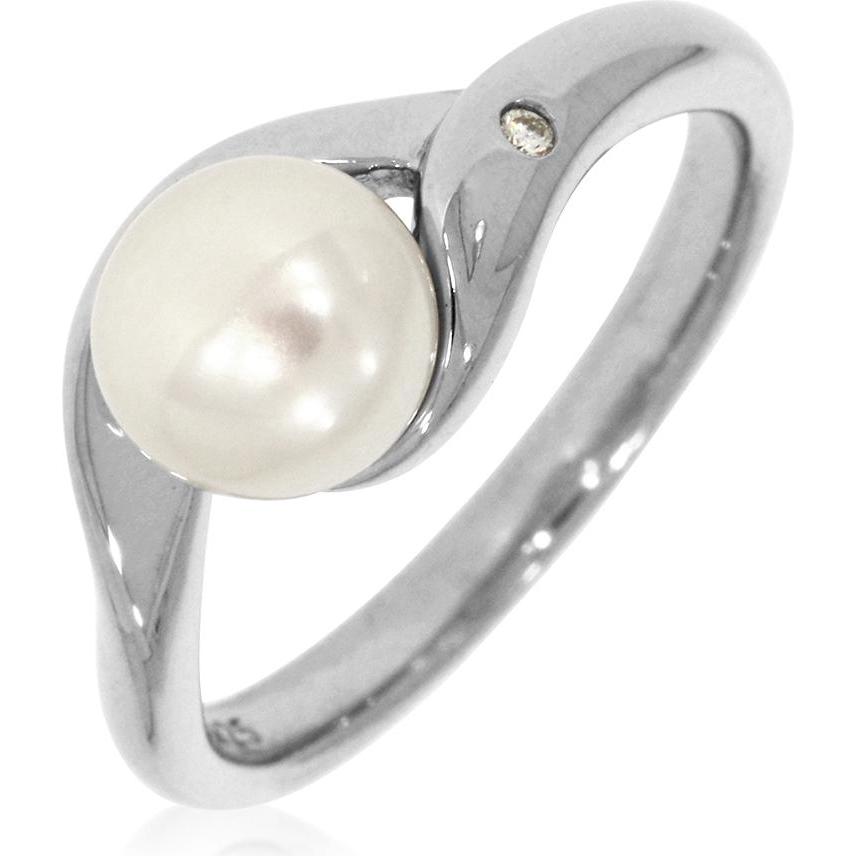 Xen, Ring, Ring mit Diamant und Süsswasserzuchtperle, (54, 925 Silber)