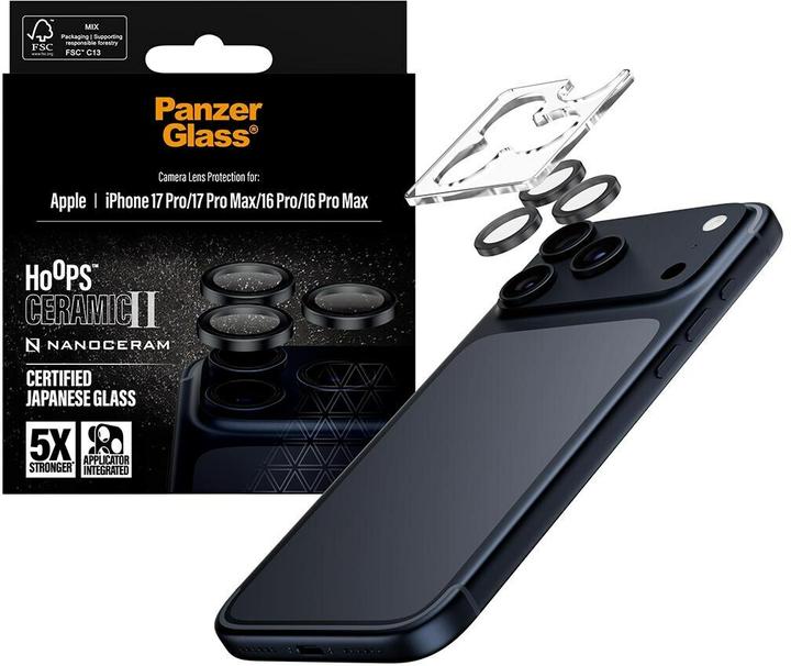 Produktbild PanzerGlass Hoops Camera Lens Protector (1 Stück, Apple iPhone 16 Pro Max, Apple iPhone 16 Pro, Apple iPhone 17 Pro, Apple iPhone 17 Pro Max)