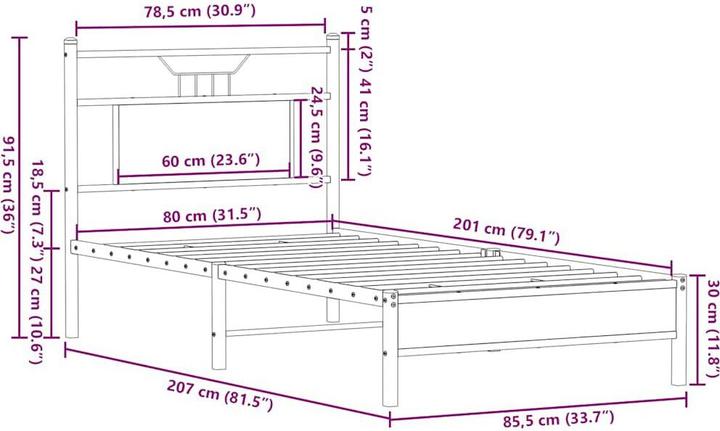 Image du produit vidaXL Bettgestell (80 x 200 cm)