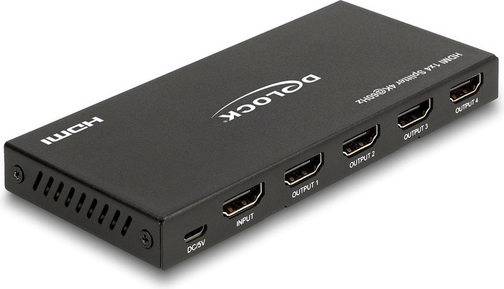 Actual product image Delock HDMI splitter 1 x HDMI in to 4 x HDMI out 4K 60 Hz wi