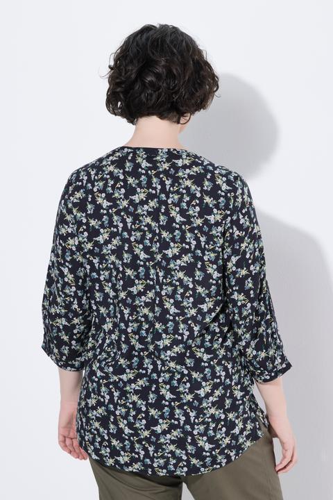 Actual product image Ulla Popken Soft Floral Modal Split Neck Blouse (46)