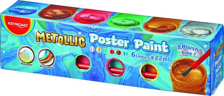 Produktbild Keyroad Metallic-plakatfarben, 6 x 22 ml, kostenloser pinsel, in einer box, farbmischung (Mehrfarbig, 22 ml)
