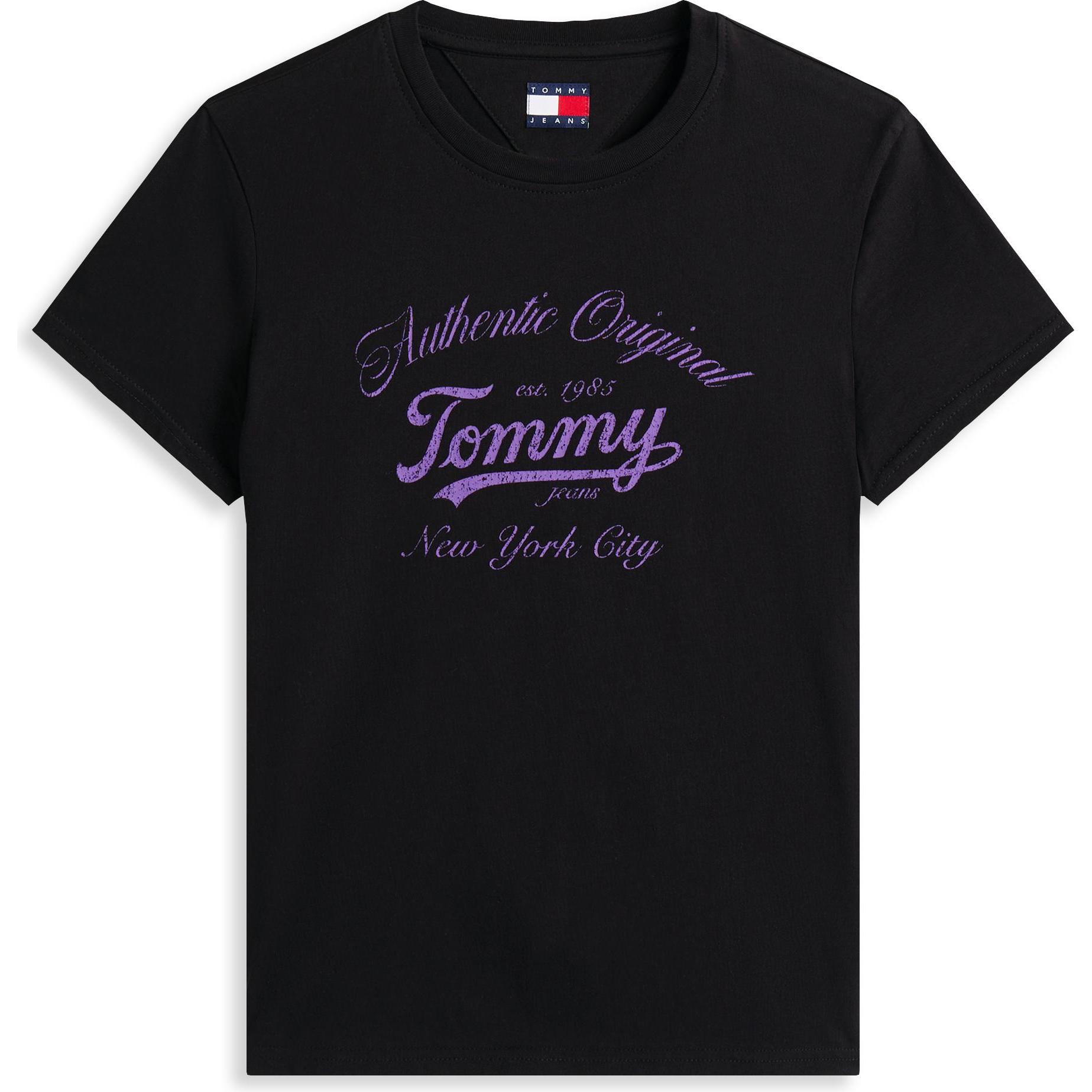 Tommy Jeans, Donne, Maglietta, Tjw Reg Essential Logo 1 Tee Ext, Nero, (M)