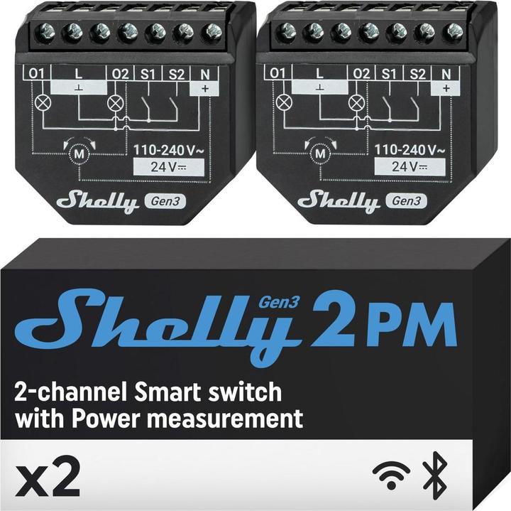 Produktbild Shelly 2PM Gen3 x2 (Schaltaktor)
