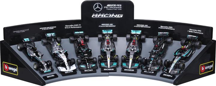 Produktbild Bburago F1 7er-Set Displaykurve Mercedes AMG Petronas 1/43