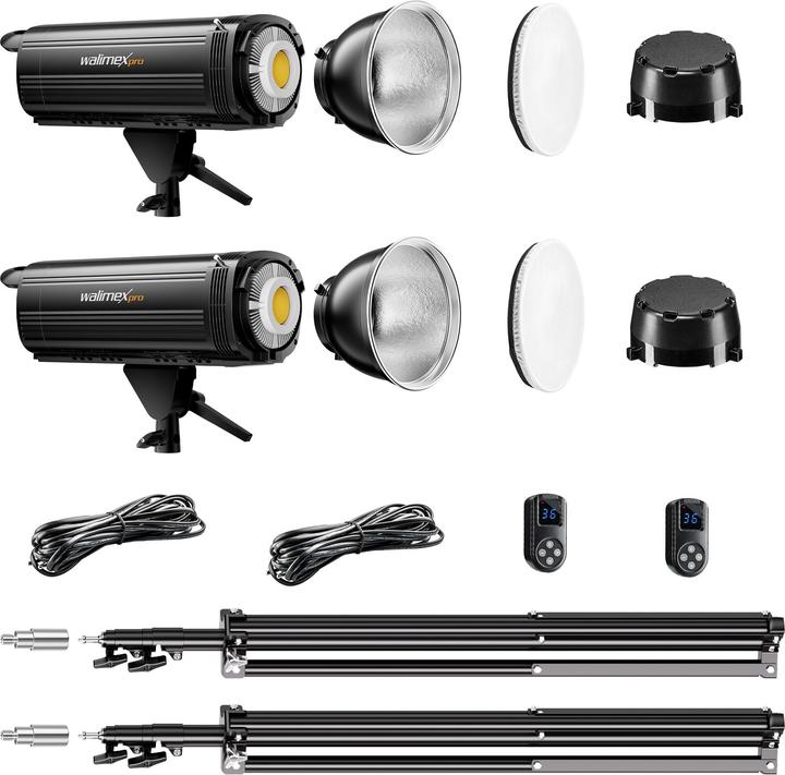 Produktbild Walimex pro LED Niova Plus DL 200 W + Stativ 2er Set Lichtstativ Flächenleuchte (Flächenleuchte)