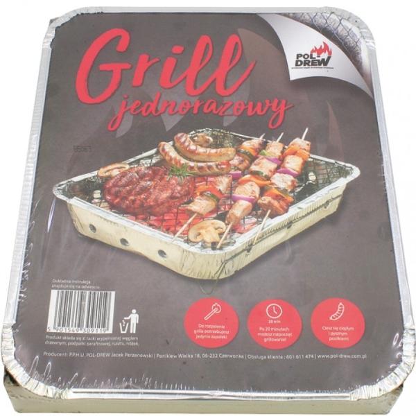 Pol-Drew, Grillgeschirr, Grill Einmalgrill ca. 30x24x5cm mit Grillkohle