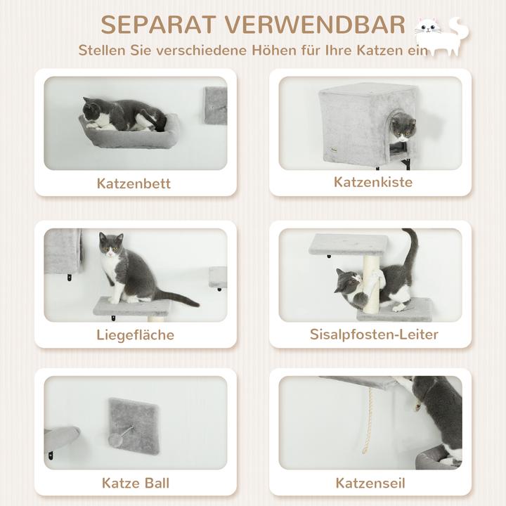 Produktbild PawHut Kletterwand Set (Grau+Cremeweiss)