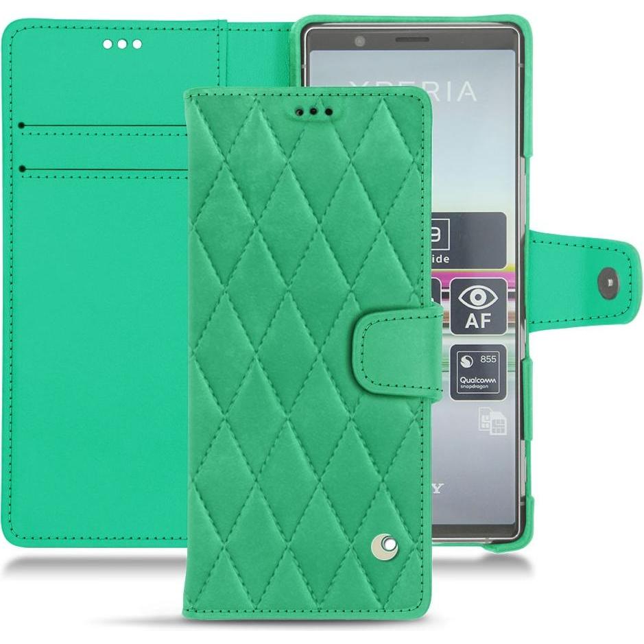 Noreve Lederschutzhülle Wallet (Sony Xperia 5), Smartphone Hülle, Grün