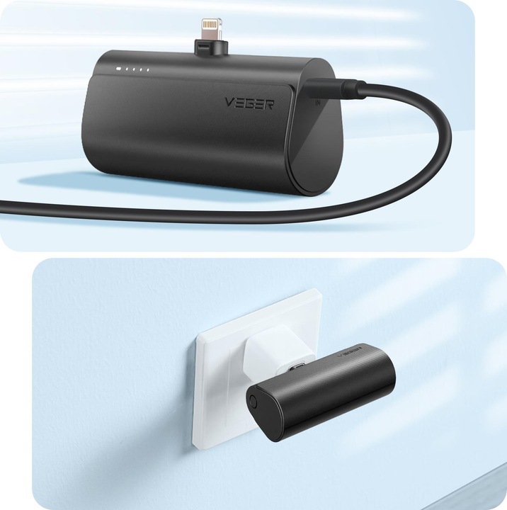 Productafbeelding Veger Plugon Powerbank Lightning - 5'000mAh (5000 mAh, 20 W, 18.50 Wh)