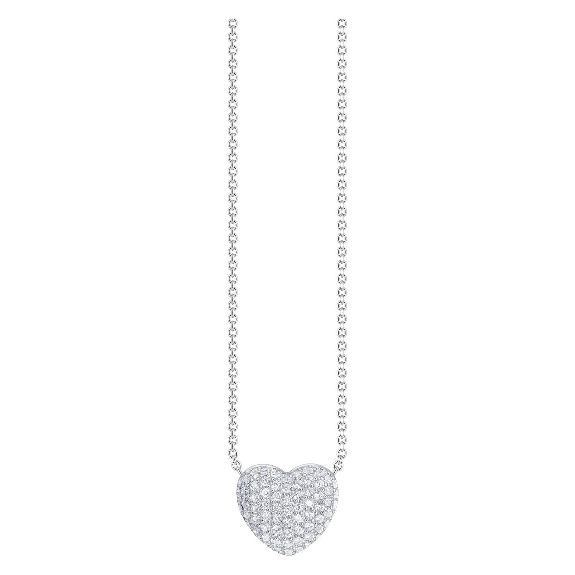 Thomas Sabo, Halsschmuck, Kette Und Anhänger In Herzform Mit Weissen Steinen, (925er Silber)