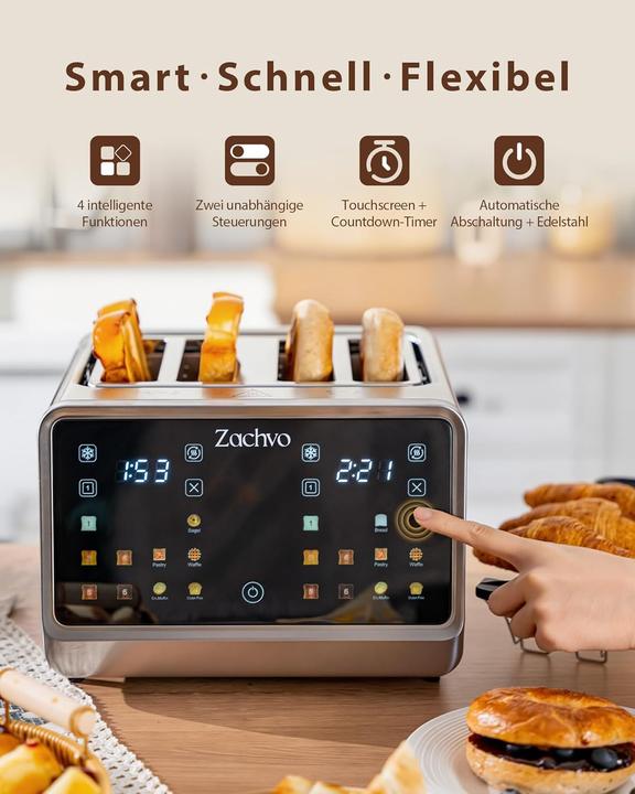 Produktbild Zachvo Edelstahl-Toaster mit Touchscreen & LED Countdown