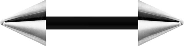 Immagine prodotto Star Piercing Barbell nero con due coni argento (Bioflex, senza ottone, Acciaio chirurgico 316L)