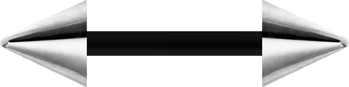 Actual product image Star Piercing Barbell black with two cones silver (Bioflex, without brass, Surgical steel 316L)