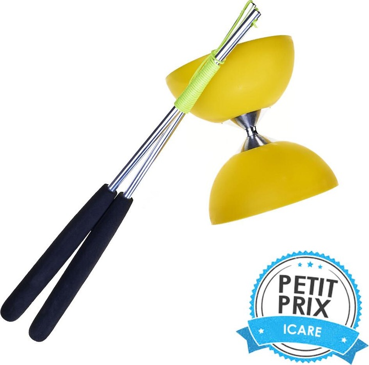 Actual product image Eureka! Rubber Diabolo met Aluminium Stokken - Geel