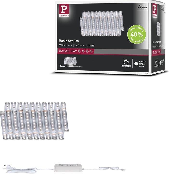 Immagine prodotto Paulmann MaxLED 1000 Basisset (Bianco neutro, 300 cm, Interno)