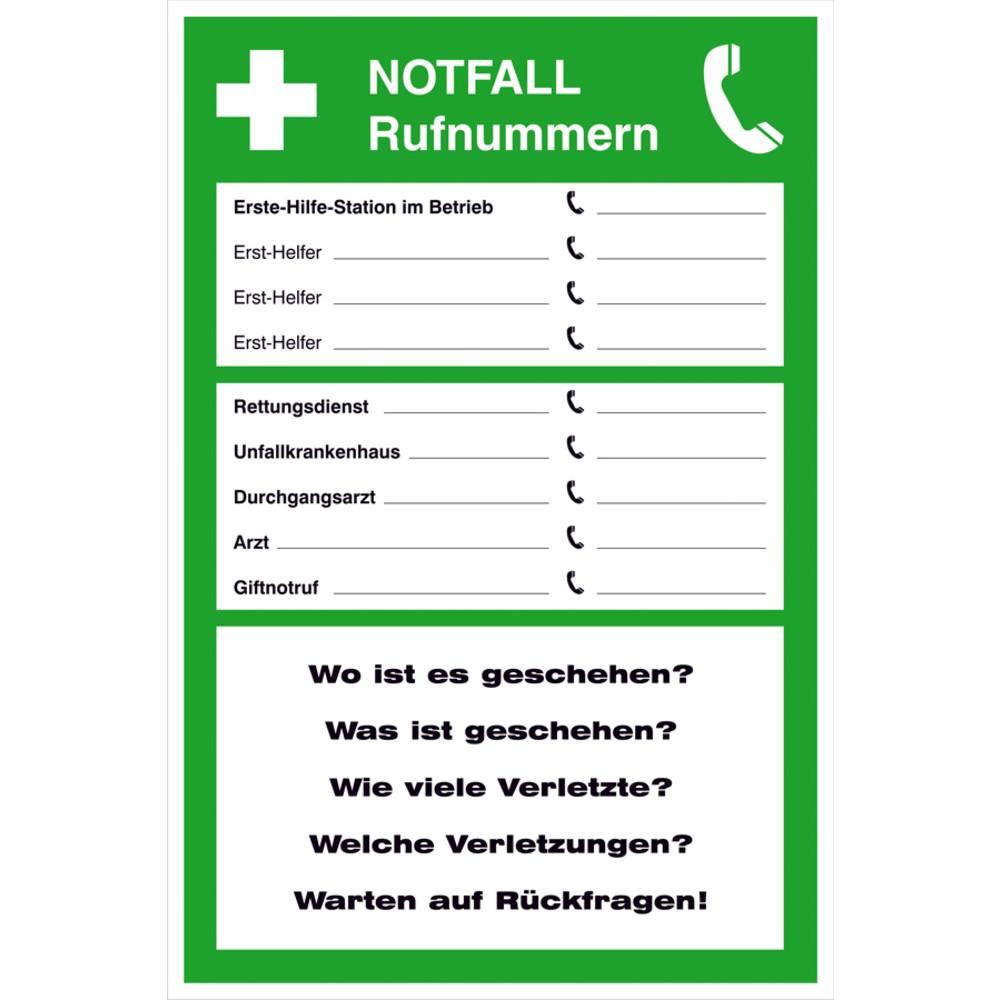 SafetyMarking Aushang Notfall Notfall Rufnummern (43.0044)