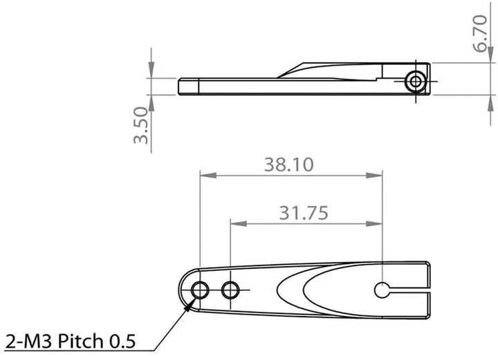 Actual product image Mks Servo horn one-sided metal M3 - L 1.25/1.5 in - HBL8X0, HBL380