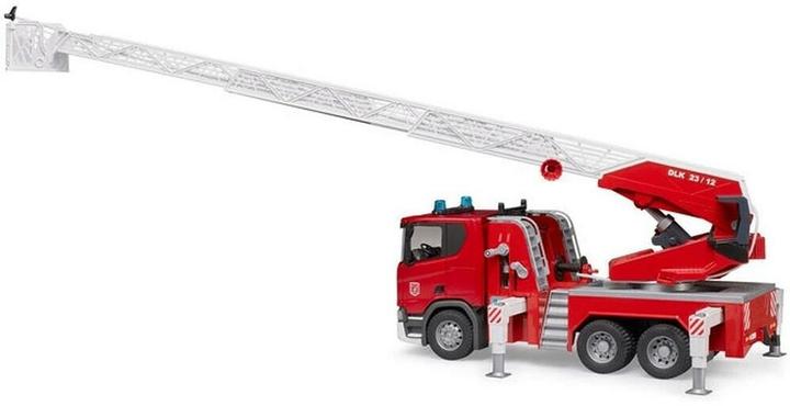 Actual product image Bruder Scania Super 560R fire brigade with turntable ladder, water pump, L+S module