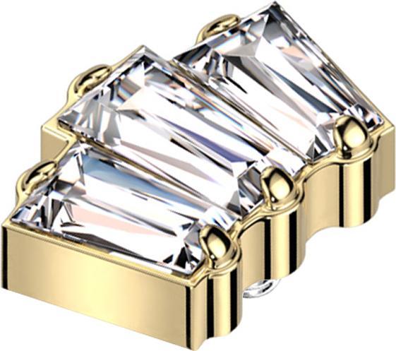 Produktbild Star Piercing Dermal Anchor vergoldet drei Baquette Kristalle silber (ohne Messing, Titan)