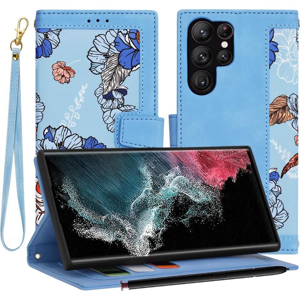 Techsuit - FlipCraft - Samsung Galaxy S22 Ultra 5G - Vibrant Blue (Samsung Galaxy S22 Ultra (5G)), Cover smartphone, Blu