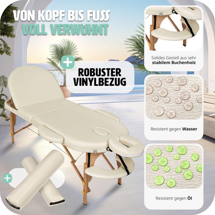 Actual product image tectake Massage table oval with 5 cm padding + rolls