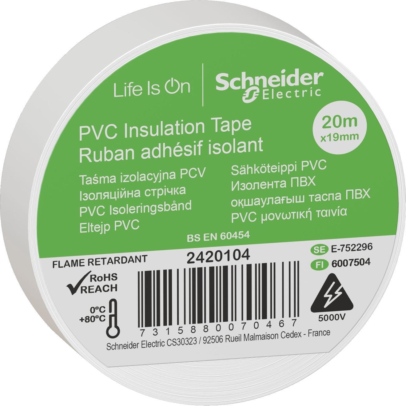 Schneider Electric, Klebeband, PVC Isoleringsbånd 19MMX20M Hvid- Ich stelle mich für DIY (19 mm)