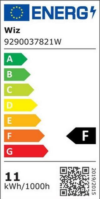 Label énergétique WiZ Globe blanc réglable (E27, 11 W, 1055 lm, 1 x, F)