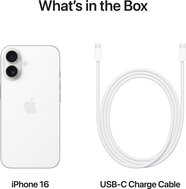 Productafbeelding Apple iPhone 16 (128 GB, Wit, 6.10", SIM + eSIM, 48 Mpx, 5G)