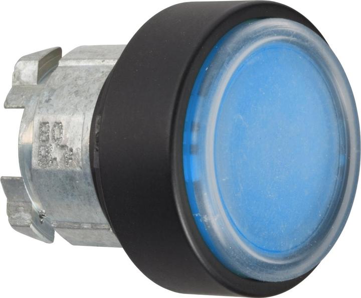 Actual product image Schneider Electric Pushbutton, front element, Harmony XB4, metal black, 22mm, blue, protruding, unlabelled, button