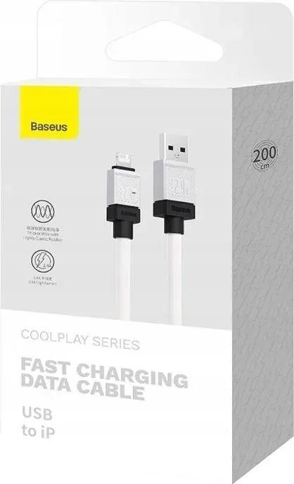 Actual product image Baseus Fast Charging cable USB-A to Lightning CoolPlay Series 2m, 2.4A (white) (2 m, USB 3.2 Gen 1)