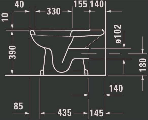 Produktbild Duravit Stand-WC 1930 tief, 355x665mm Abgang waagrecht weiss WG