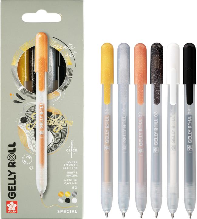 Immagine prodotto Sakura Roller Gelly Clicker (argento chiaro, Argento scuro, Bianco, Nero, Oro, Rame, 6x)