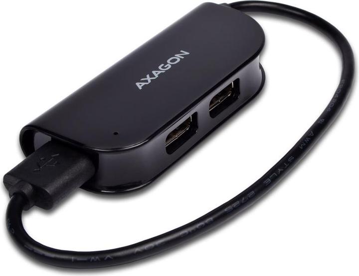 Axagon HUE-X4B - USB 2.0 - USB 2.0 - 480 Mbit/s - Black - 0.2 m - USB (USB-A, 4 ports)