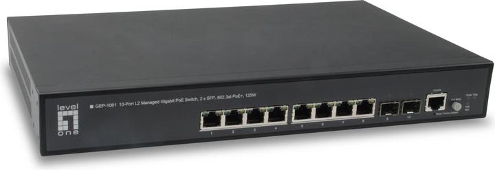 Produktbild LevelOne GEP-1061 10-Port L2 Managed Gigabit PoE Switch 2 SFP 802.3at PoE 125W (10 Ports)