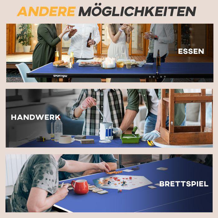 Image du produit Swisshandel24 Tischtennisplatte, Klappbar Tischtennistsich mit Netz, Rollen, Blau