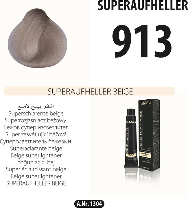 Immagine prodotto FemMas 913) colore per capelli super schiarente beige 100ml (Beige)