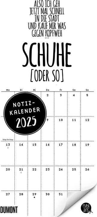 Immagine prodotto Calendario Funi Smart Art Note 2025 - Agenda - Citazioni divertenti, frasi - Formato 22 x 49,5 cm (22 x 49 cm, Nessuna rilegatura, Tedesco)