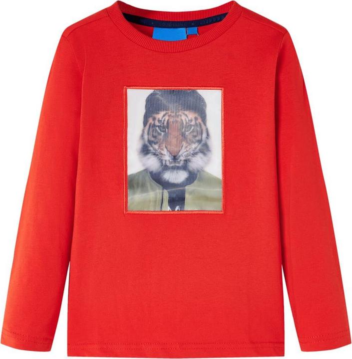 Produktbild vidaXL Kinder-Langarmshirt Rot 128,Material: 100 % Baumwolle,Farbe