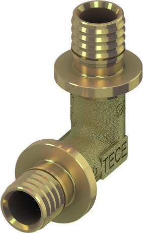 Actual product image TECE TECEflex elbow coupling, 90-degree, standard brass (Angled connection)