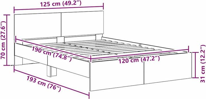 Produktbild vidaXL Bettrahmen (120 x 190 cm)