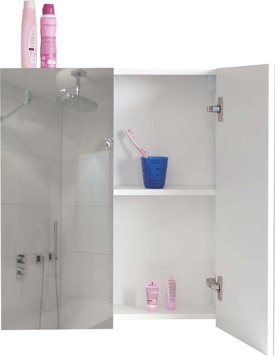 Produktbild Mendler Spiegelschrank HWC-B19b, hochglanz 70x60x16cm, weiss (70 x 60 x 16 cm)