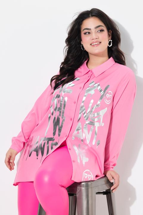 Actual product image Angel of Style Bluse, A-Linie, Metallic-Schriftzug, Zipfelsaum (50)