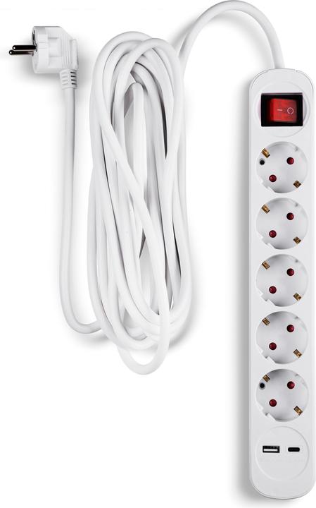 Produktbild Fuj Tek Fuji:tech 7-osainen jatkojohto,, valkoinen (5 m)