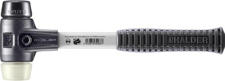 Actual product image Halder SIMPLEX soft-face mallet, rubber composition / nylon with reinforced malleable cast iron housing
